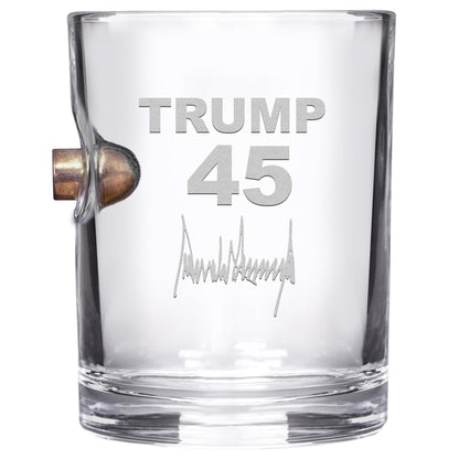 Real Bullet Trump 45 Whiskey Glass