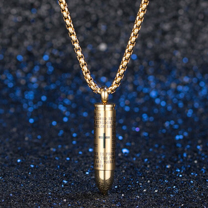 Christian Prayer Bullet Necklace